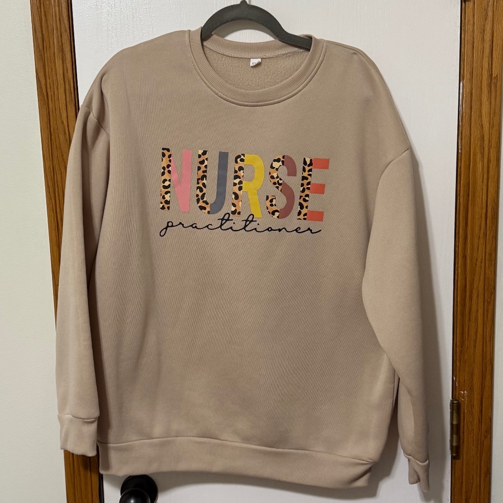 Nurse Practitioner Sweater Tan Brown New NWOT Never Worn